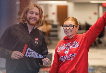 Students celebrate in the campus center