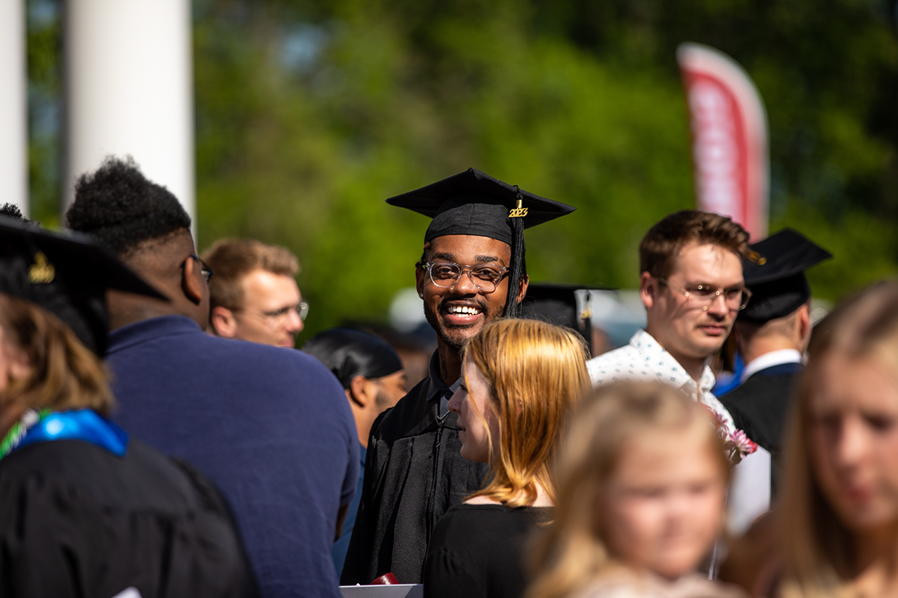 Graduates are ready for commencement to begin. 