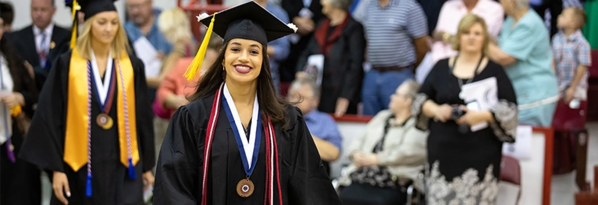 Students wearing cap and gown