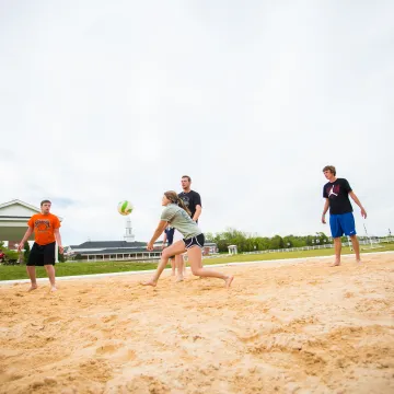 People playing volleyball