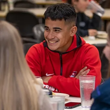 Several students having lunch together