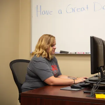 Student using a computer