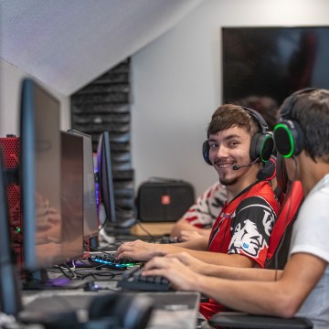 Students playing video games