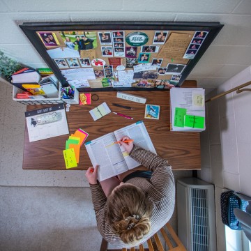 Student studying at a desk