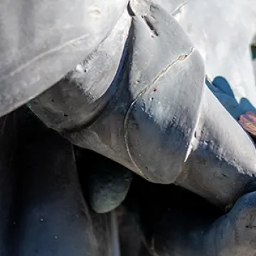 Statue holding coins