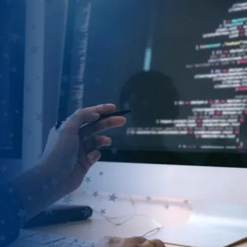Person Researching Blockchain Technology