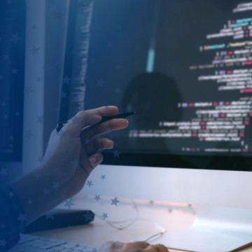 Person Researching Blockchain Technology