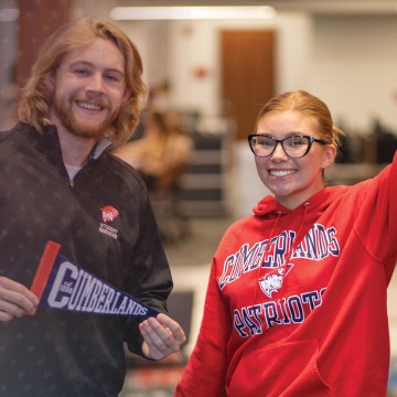 Students celebrate in the campus center