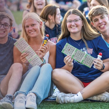 Students hang out at a campus BINGO event. 