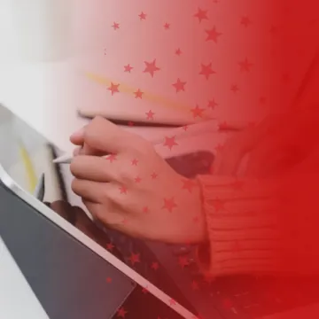 Person Writing on Tablet with Stylus