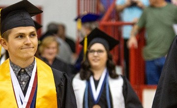 Students wearing cap and gown