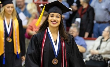 Students wearing cap and gown