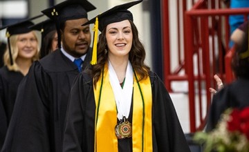 Students wearing cap and gown