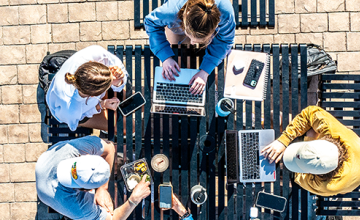 Students study outside on the Cumberlands campus.