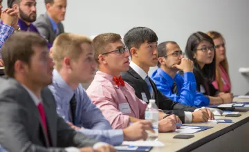 Business students listen to an important lecture. 