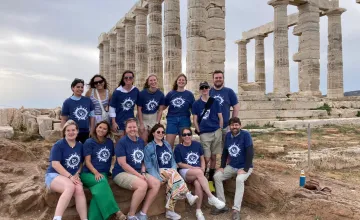 A group of Cumberlands students visit ruins in Greece. 