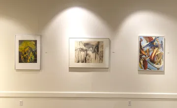 Three student art pieces are on display in the Cumberlands art gallery. 