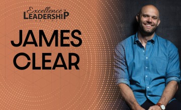A graphic with an image of author James Clear depicting the date for the annual Leadership event. 