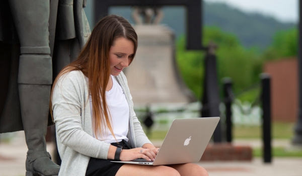 online undergraduate student with laptop