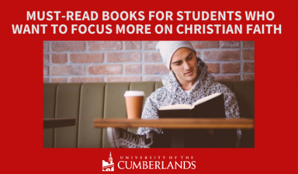 Christian student reading in coffee shop