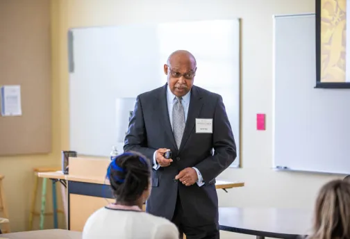 Businessman leading a presentation