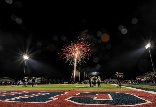 The fireworks display following the Homecoming football game