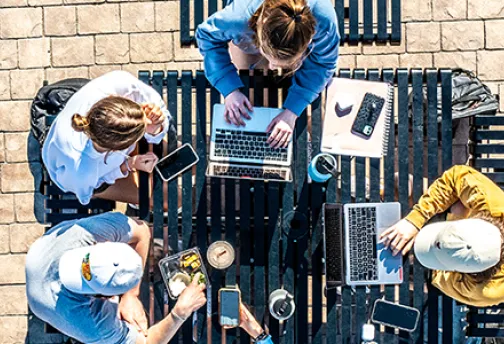 Students study outside on the Cumberlands campus.