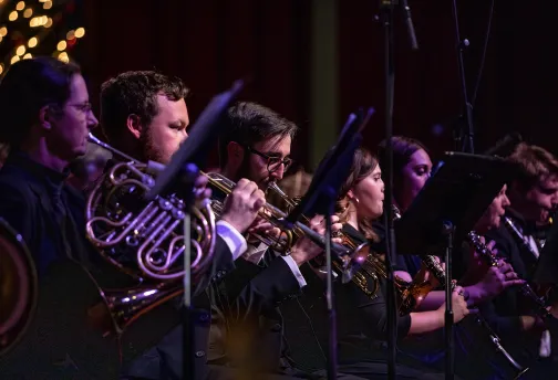 Band students perform at a Christmas concert