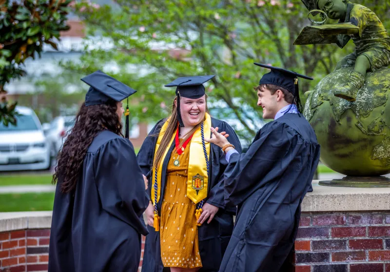 Students wearing cap and gown