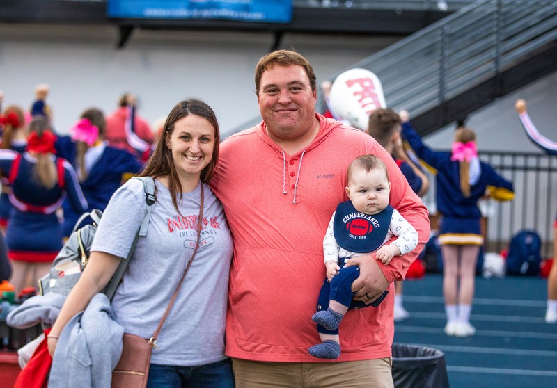 A young family brought their baby to the first Homecoming football game
