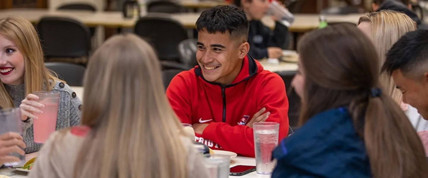 Several students having lunch together