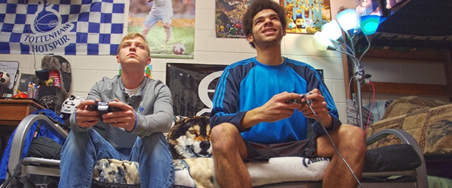 Students playing video games