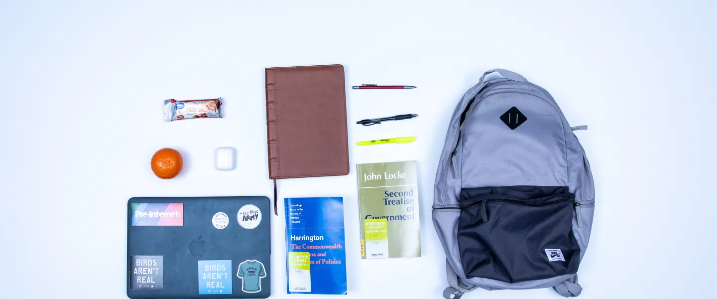 Everyday items found in a backpack