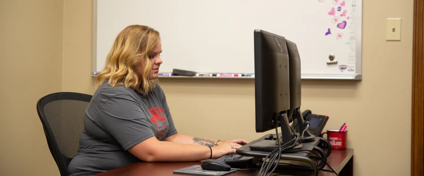 Student using a computer