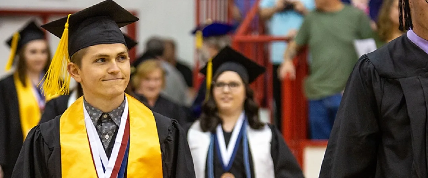 Students wearing cap and gown