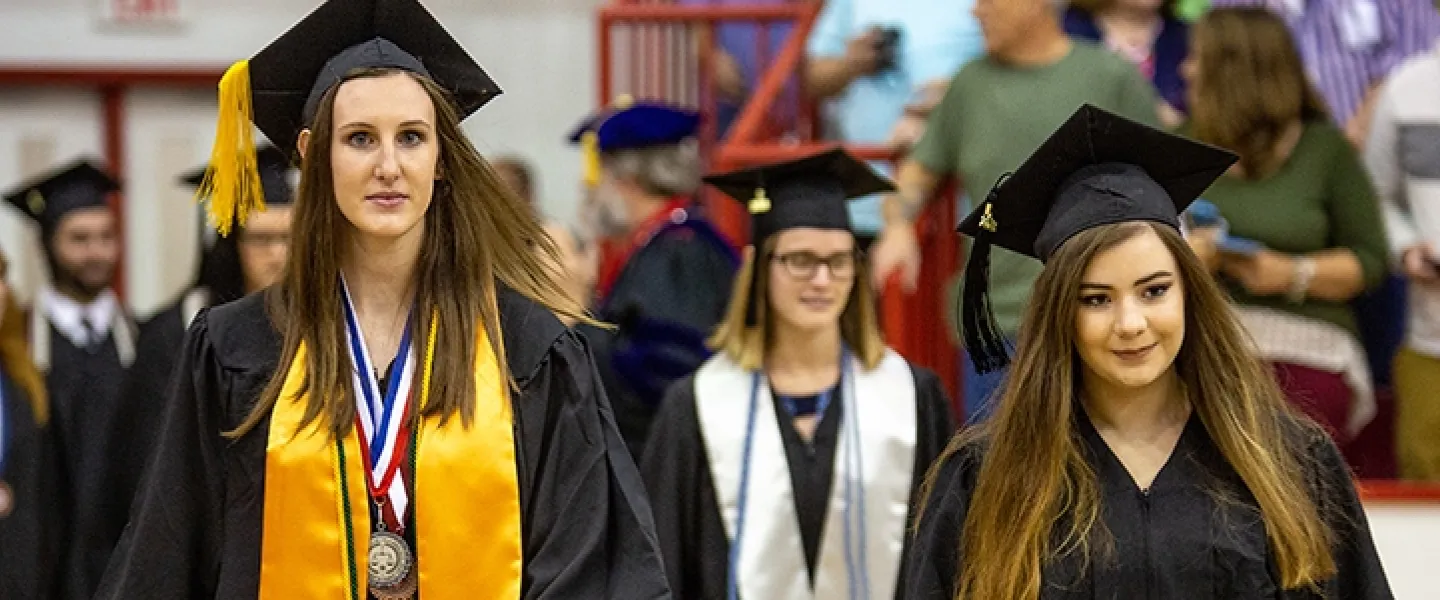 Students wearing cap and gown