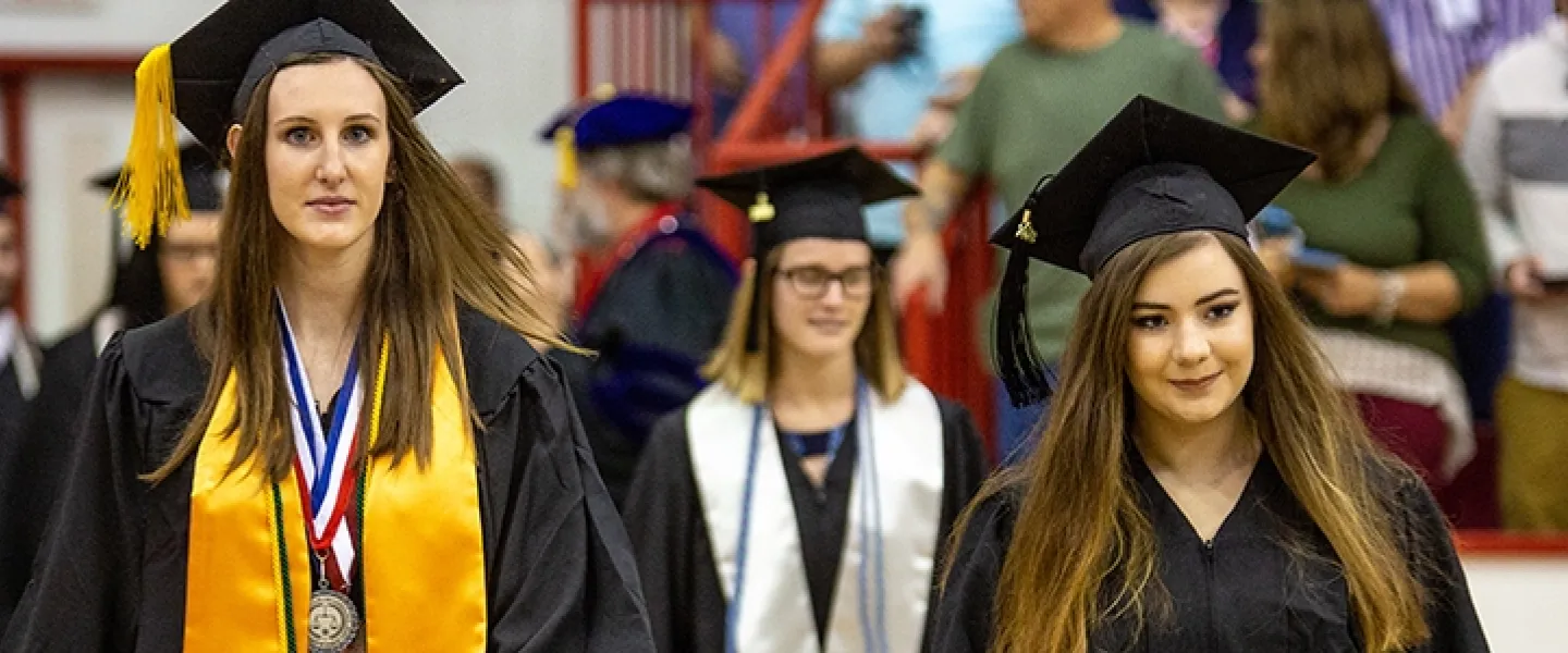 Students wearing cap and gown