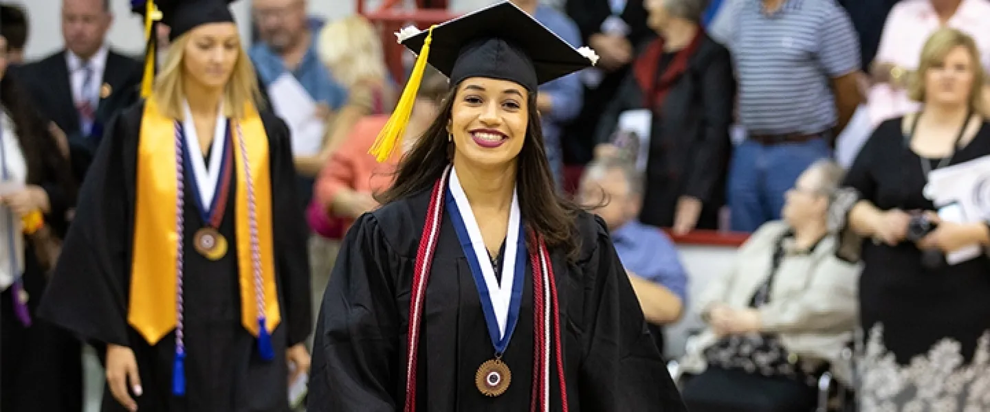 Students wearing cap and gown