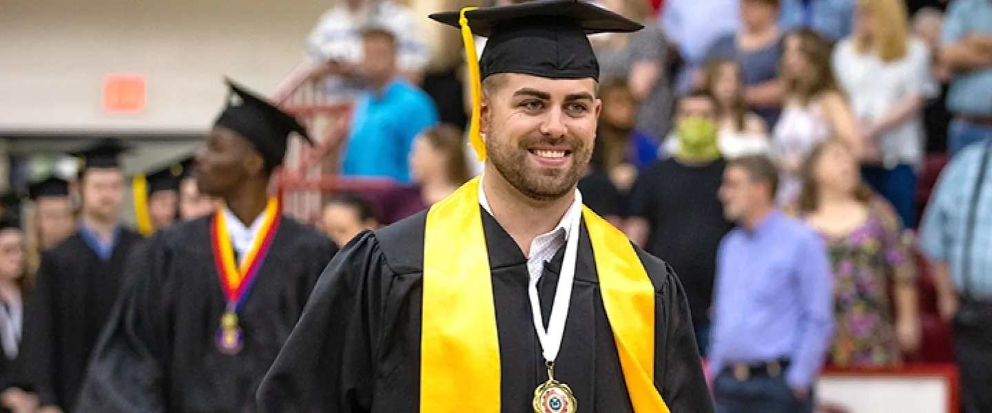 Students wearing cap and gown