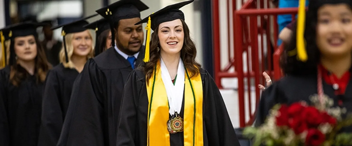 Students wearing cap and gown