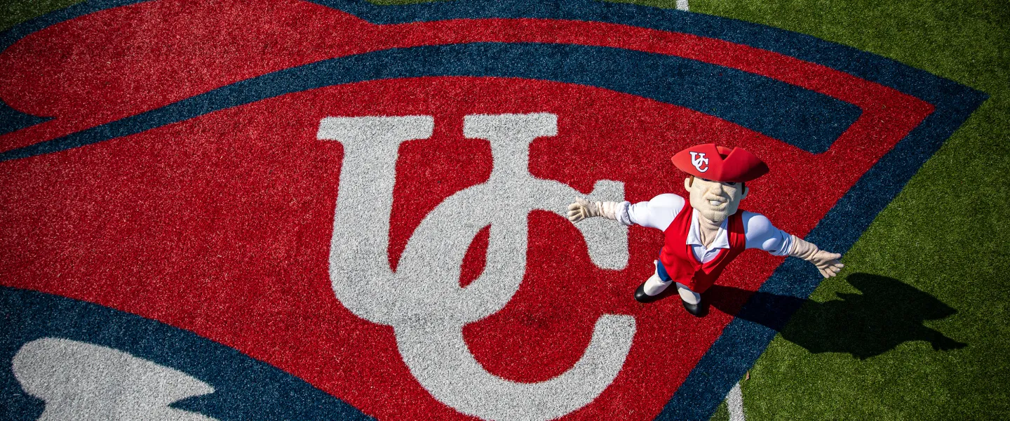 Patriot Pete on the football field. 