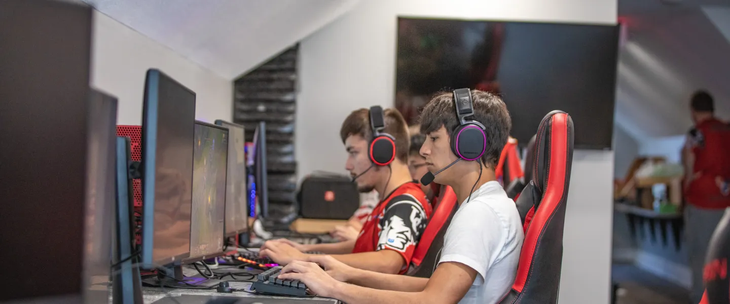 Students playing video games