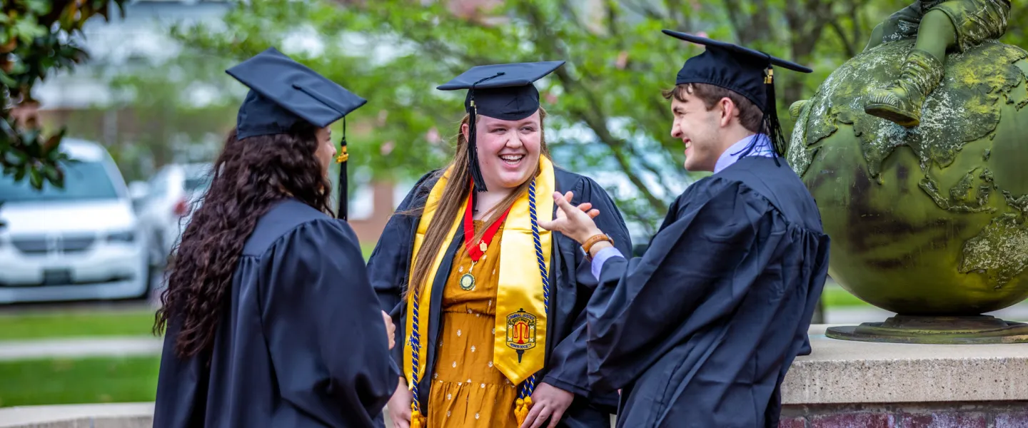 Students wearing cap and gown