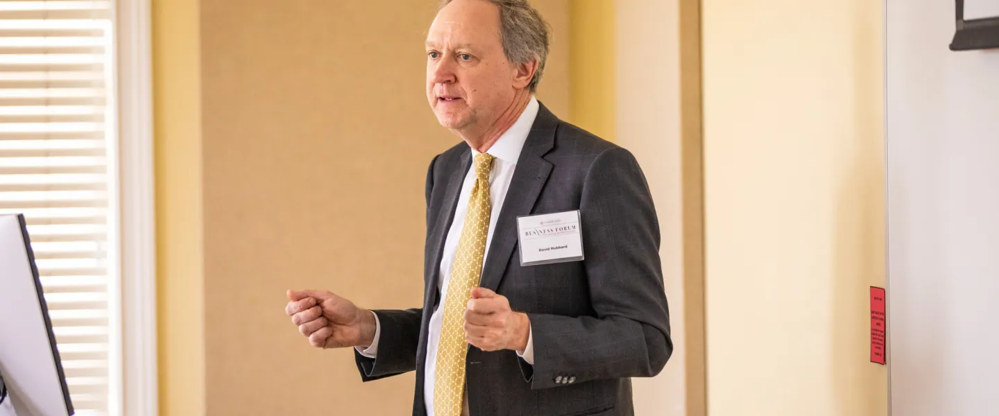 A person giving a lecture