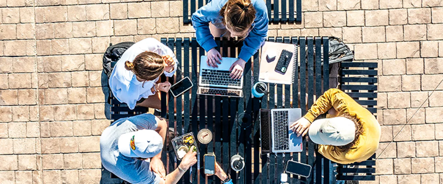 Students study outside on the Cumberlands campus.