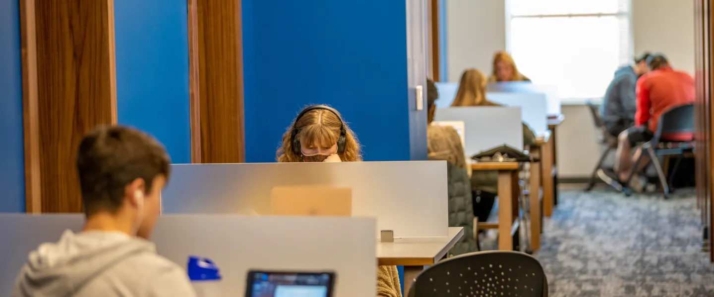 Several students studying in a room