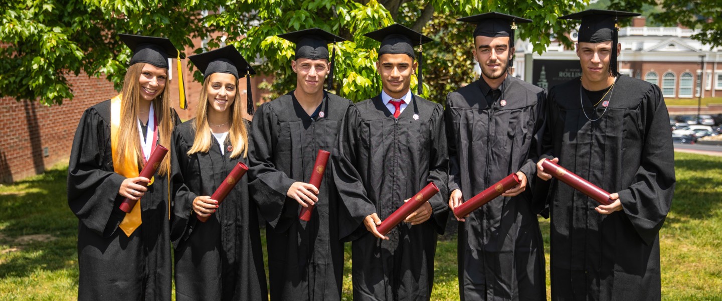 Several students wearing cap and gown