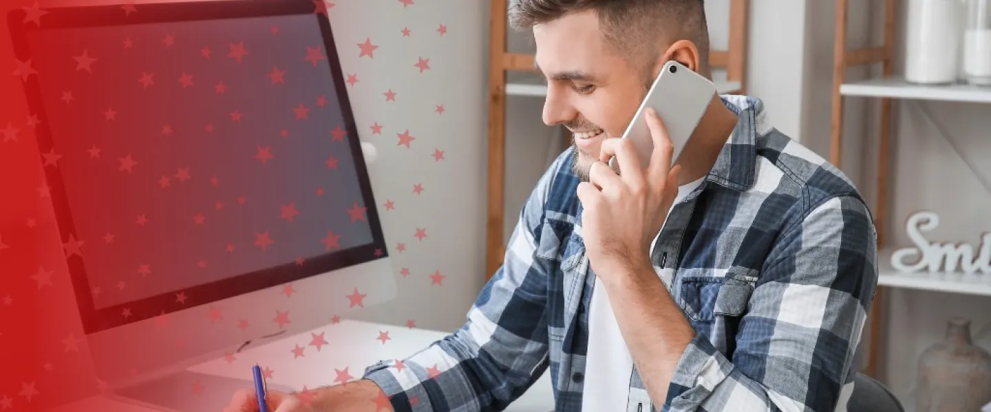 Man on Phone while Studying English