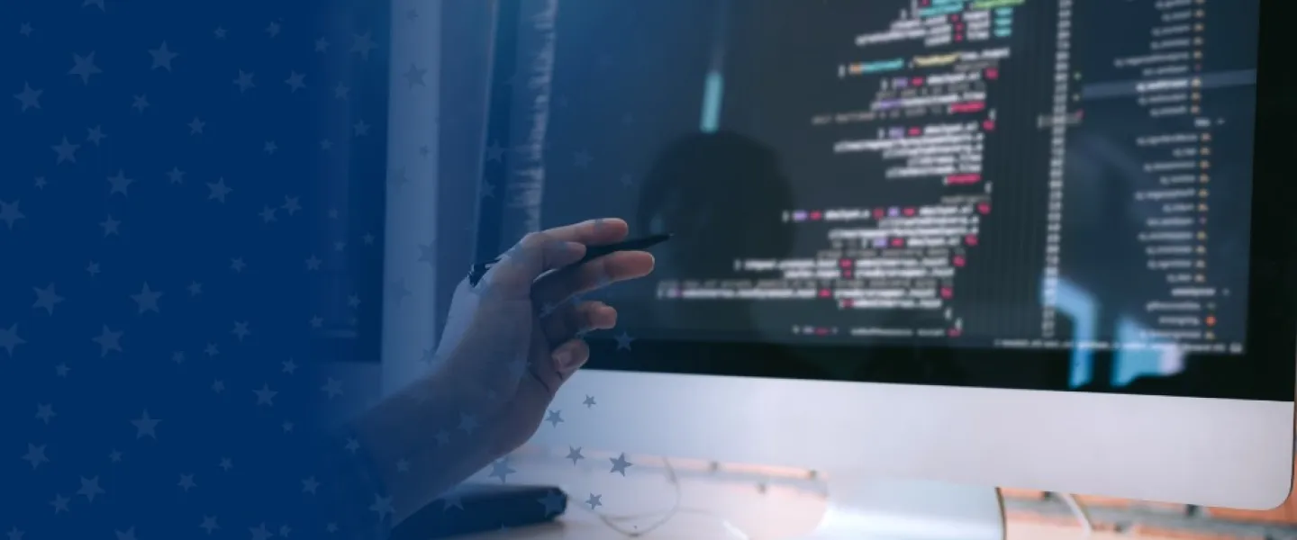 Person Researching Blockchain Technology
