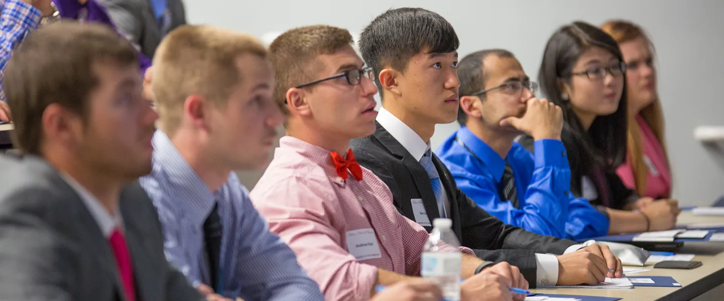 Business students listen to an important lecture. 